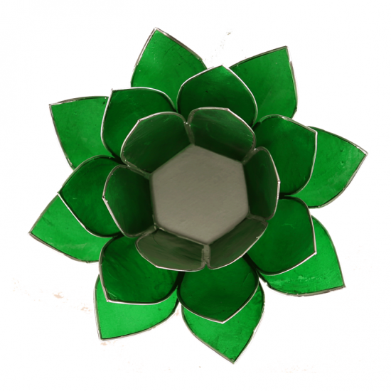 Lotus Atmospherisches Licht - grün (Chakra 3) –mit silberfarbige Rand