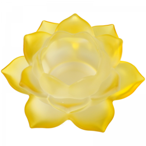 Stimmungsvoller Teelichthalter Lotus - Glas – gelb