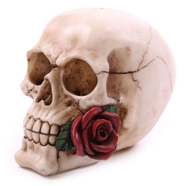 Totenkopf mit Rose  rot Skull Gothic