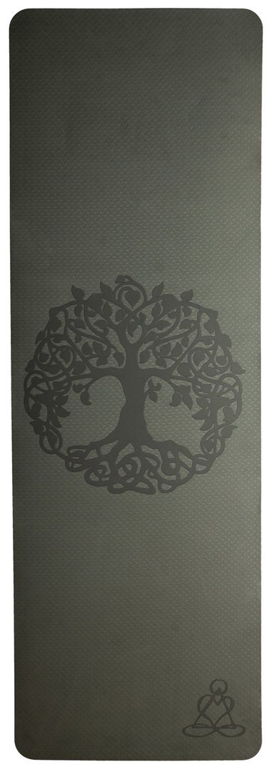 Yogamatte TPE ecofriendly - dunkelgrün/ hellgrün mit Baum des Lebens