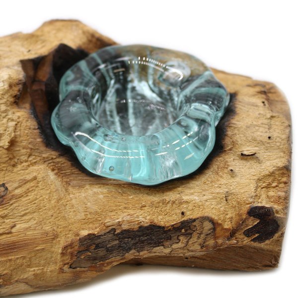Geschmolzenes Glas auf Holz - Flach - 3 Leuchter